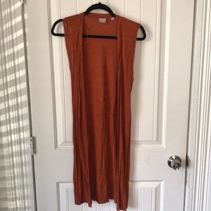 devotion by cyrus Sleeveless Long Cardigan - Orange Small
